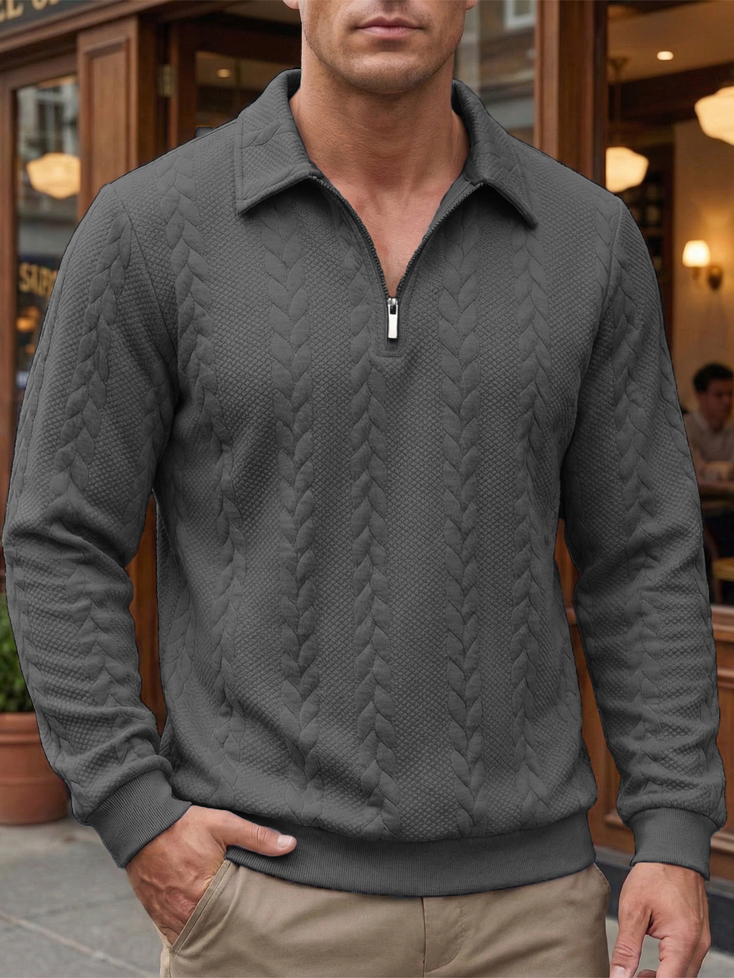 Jersey Matteo Textured Zip