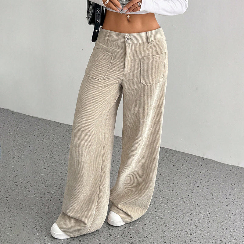 Pantalón Wide Corduroy Sand