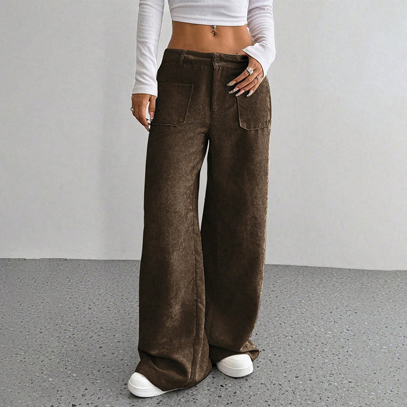 Pantalón Wide Corduroy Sand