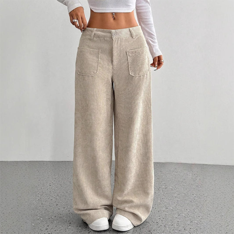 Pantalón Wide Corduroy Sand