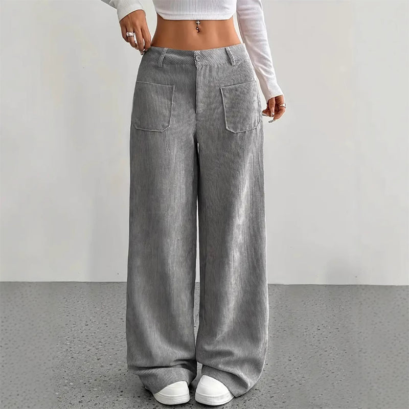 Pantalón Wide Corduroy Sand