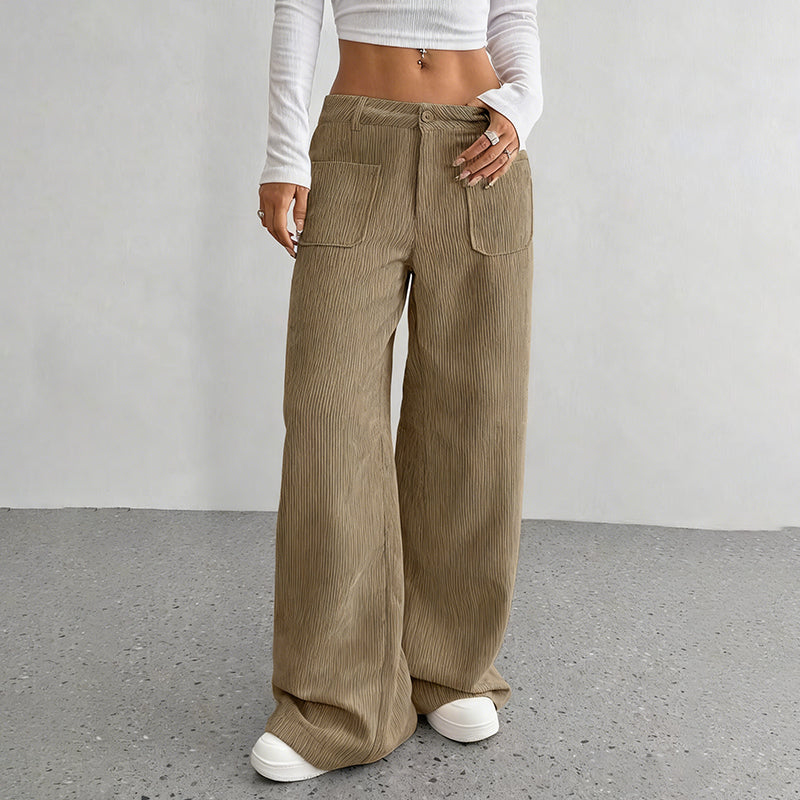 Pantalón Wide Corduroy Sand